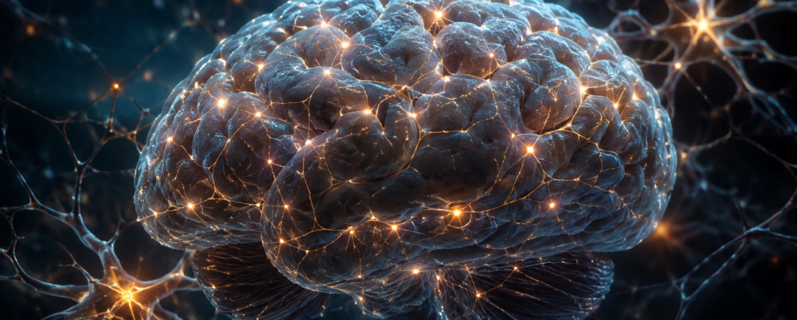 Realističan prikaz ljudskog mozga sa osvetljenim neuronskim vezama koje simbolizuju neuroplastičnost, učenje, pamćenje i sposobnost mozga da se menja tokom života.