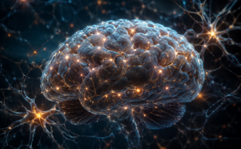 Realističan prikaz ljudskog mozga sa osvetljenim neuronskim vezama koje simbolizuju neuroplastičnost, učenje, pamćenje i sposobnost mozga da se menja tokom života.